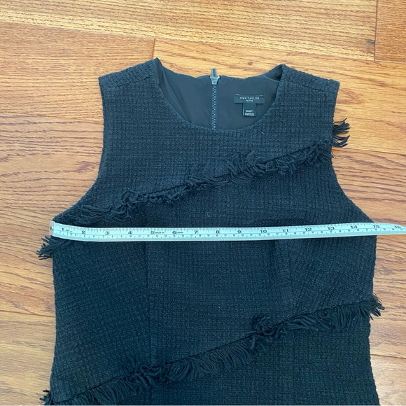 Ann Taylor black tweed boucle fringe black shift dress petite - Picture 8 of 8